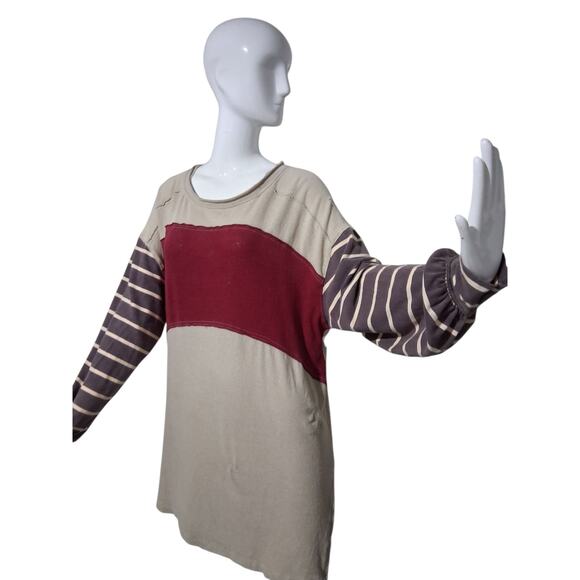 Free People Women's size Medium Oversized Awesome Tee Berry Grungecore Academia - Picture 7 of 13